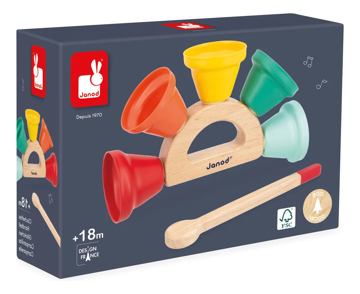 Janod Juego De Campanillas De Mano De Madera Y Metal J07638