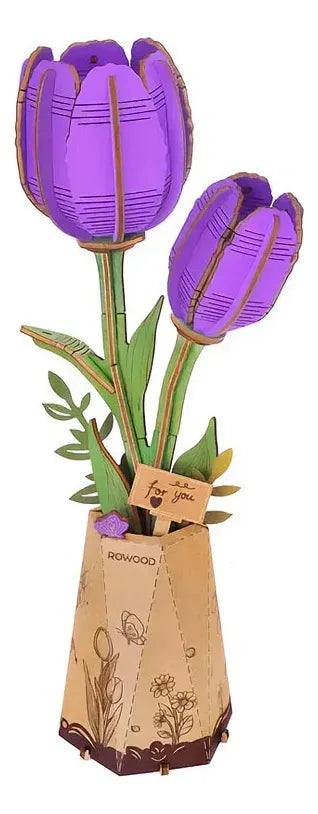 Robotime Rowood Puzzle 3d Tulipán Morado Tw083