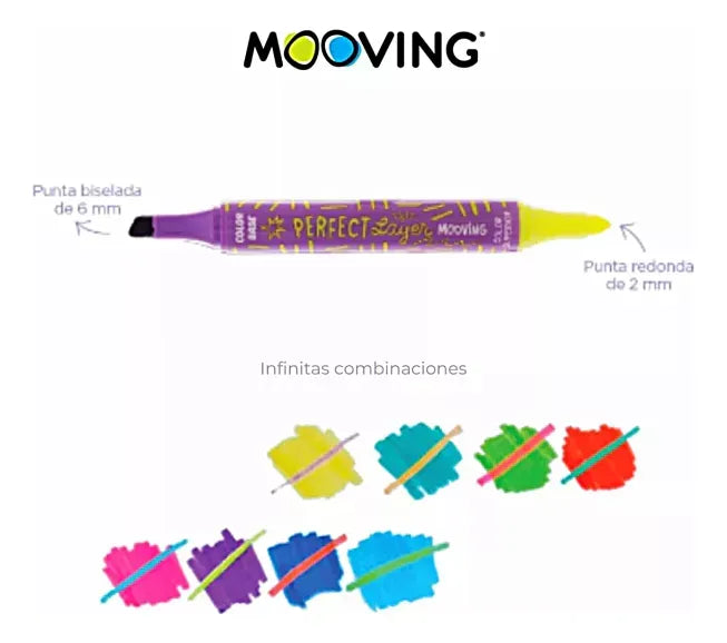 Mooving Coloring Perfect Layer Marcadores dobles de superposicion de colores en caja x08 3021408