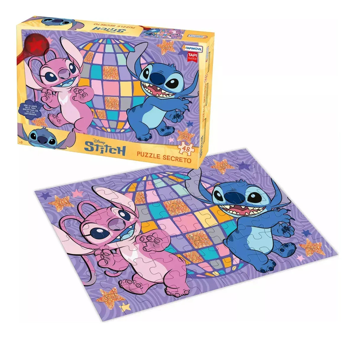 Puzzle de 48 piezas con lupa de Stitch DMD00148
