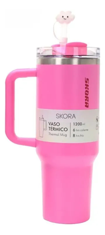 Skora Vaso termico fucsia con bombilla de 1200ml 37122