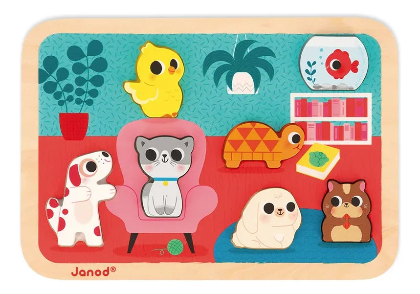 Janod Chunky Puzzle De Los Animales De Compañia J07122