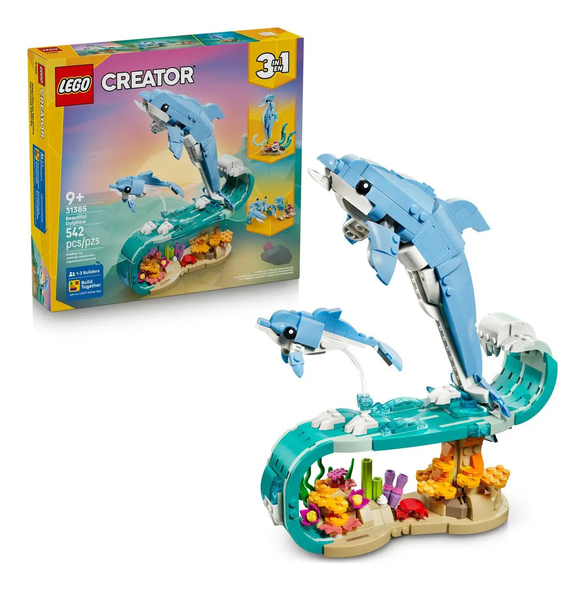 Lego Creator 3 en 1: Animales Marinos Hermosos Delfines 31385