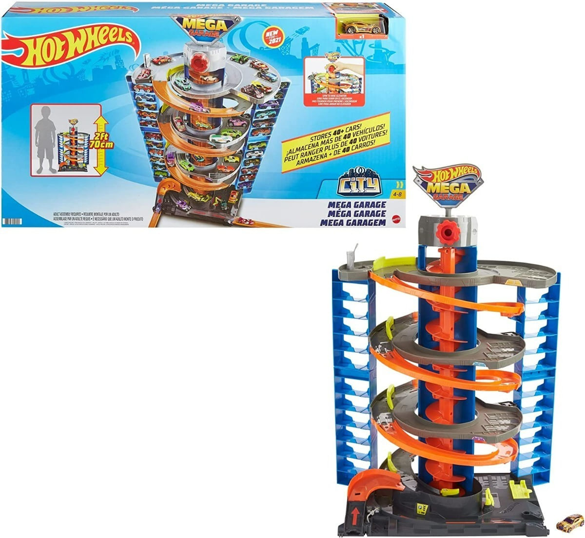 Hot Wheels Pista Mega Garaje Con 1 Auto Gtt95 Mattel