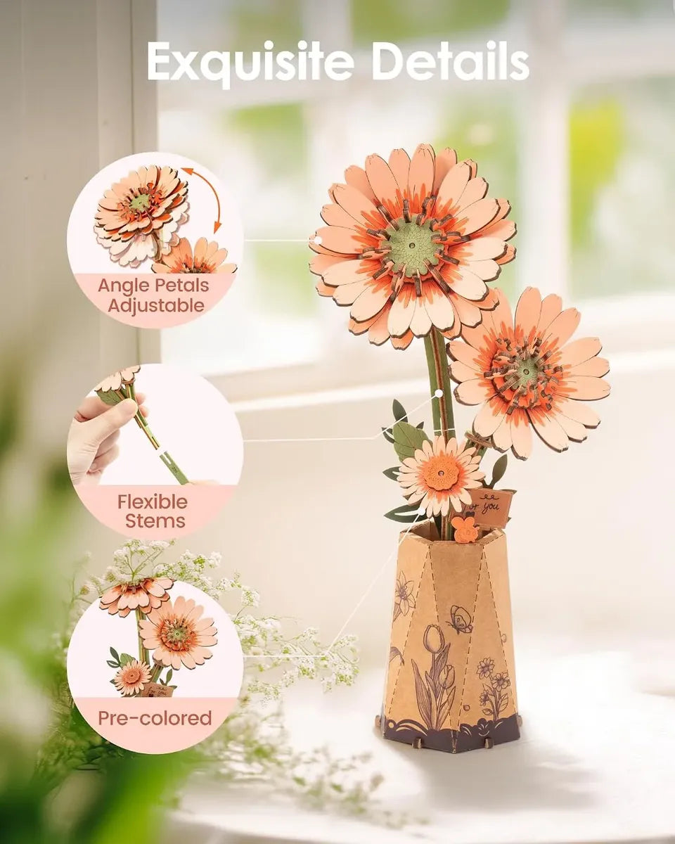 Robotime Rowood Light Orange Gerbera TW111