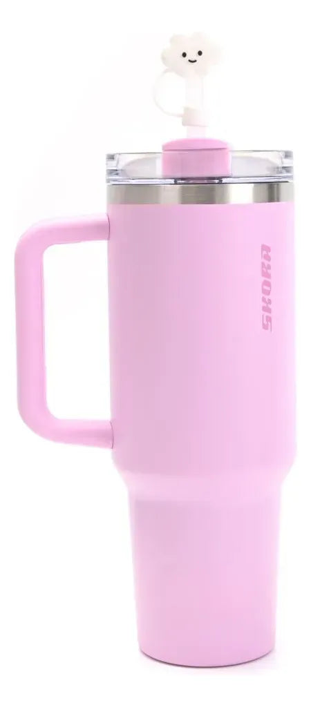Skora Vaso Termico Con Bombilla Y Tapon Nube 1200ml Rosa 40135