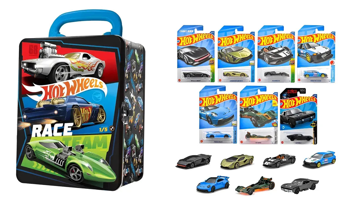 Combo 10 Autitos Hot Wheels + Lata Guardacoches Hwcc2-23k