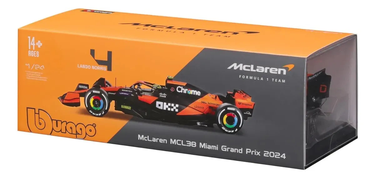 Bburago 1:24 McLaren MCL38 w/helmet, PIASTRI 18-28033