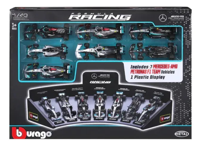Bburago 1:43 Mercedes-AMG: 7 Coches + Soporte de Exposición 18-38170