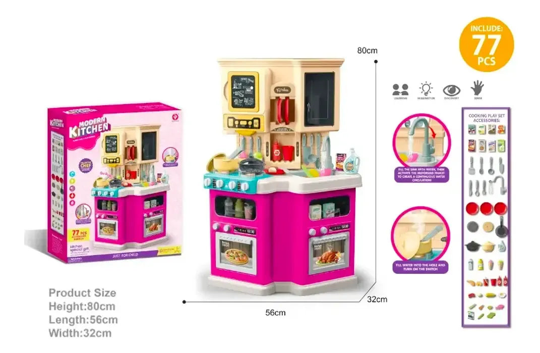 Cocina Moderna Interactiva Luz, Sonido Y Agua 77pcs 2885354