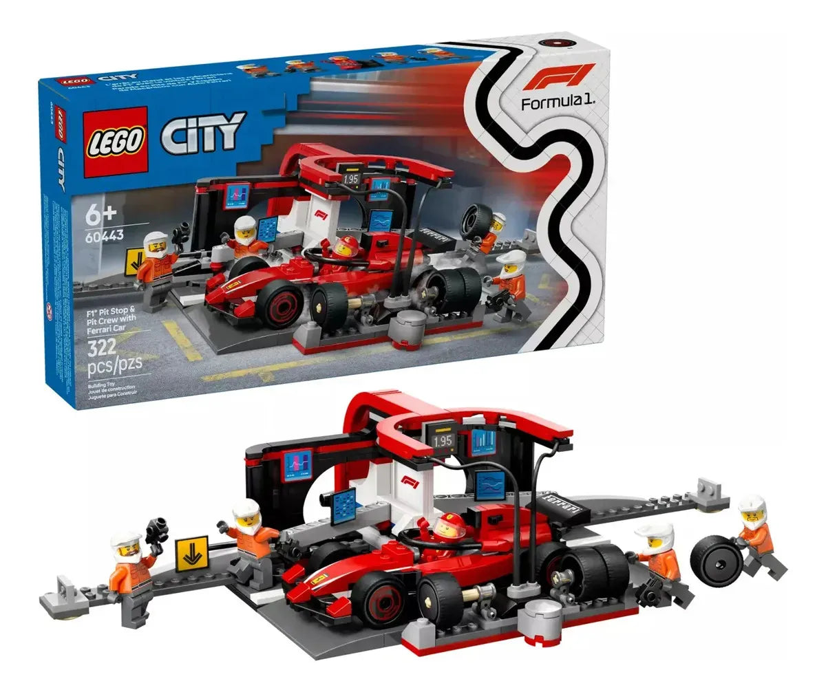Lego CITY Boxes de F1® y Equipo de Mecánicos con Coche Ferrari 60443