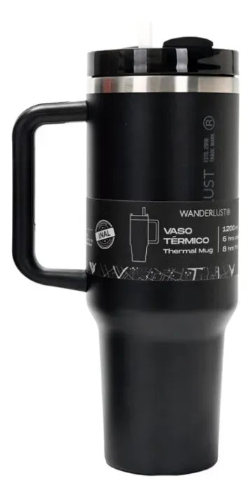 Wanderlust Vaso termico con bombilla 1200ml Negro 39430