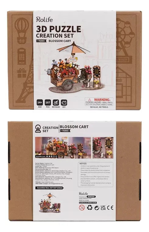 Robotime Puzzle 3d Carro De Flores Tgs03 Rolife