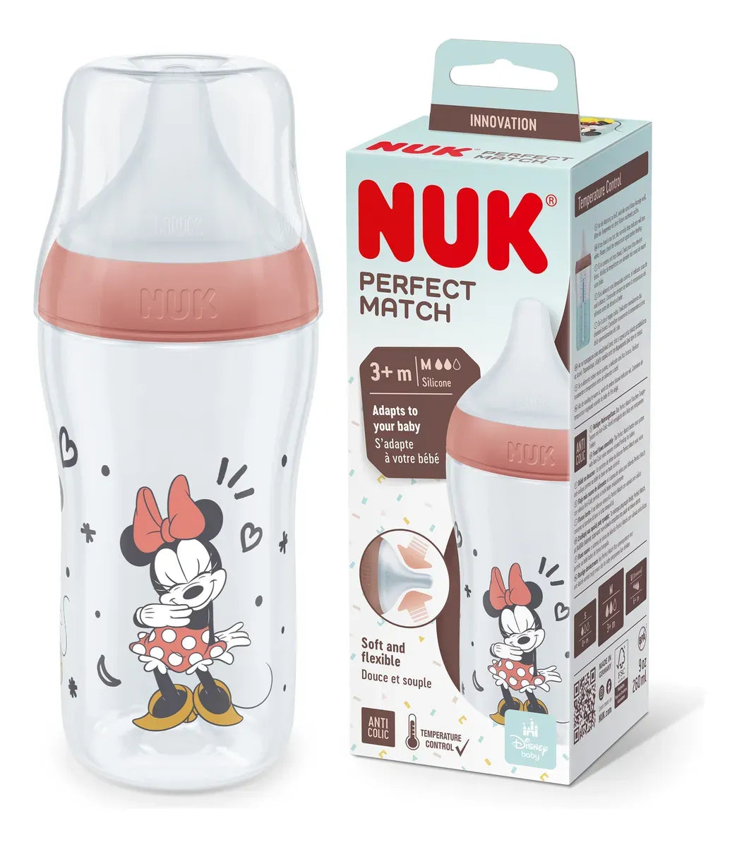 Nuk Mamadera Perfect Match 260 ml Cont de Temp MICKEY MOUSE Roja 10742041