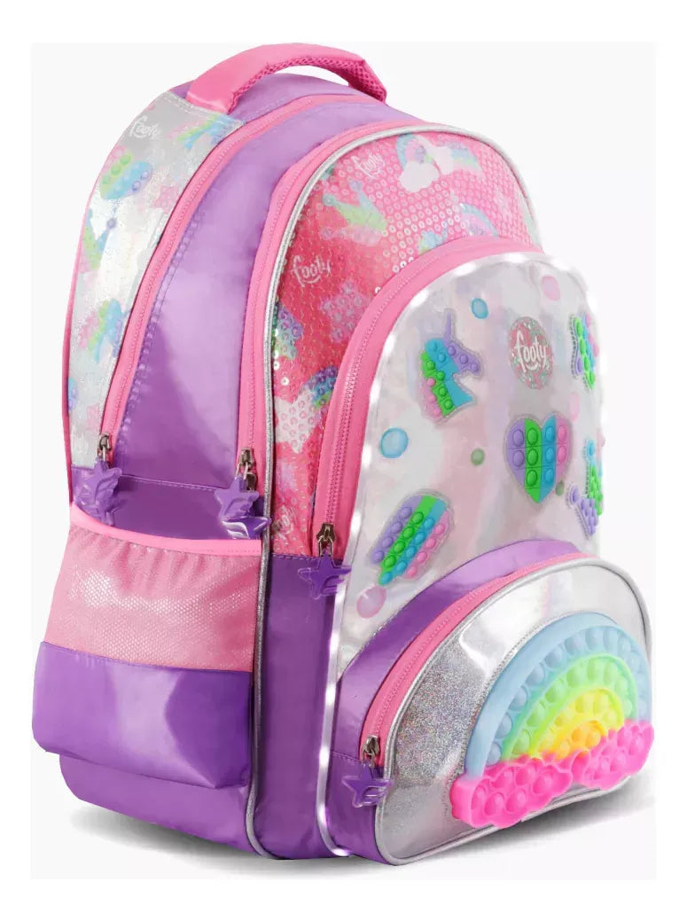Footy Mochila de espalda de 18" Rainbow Pop It con luz led F6303.01.UNICO