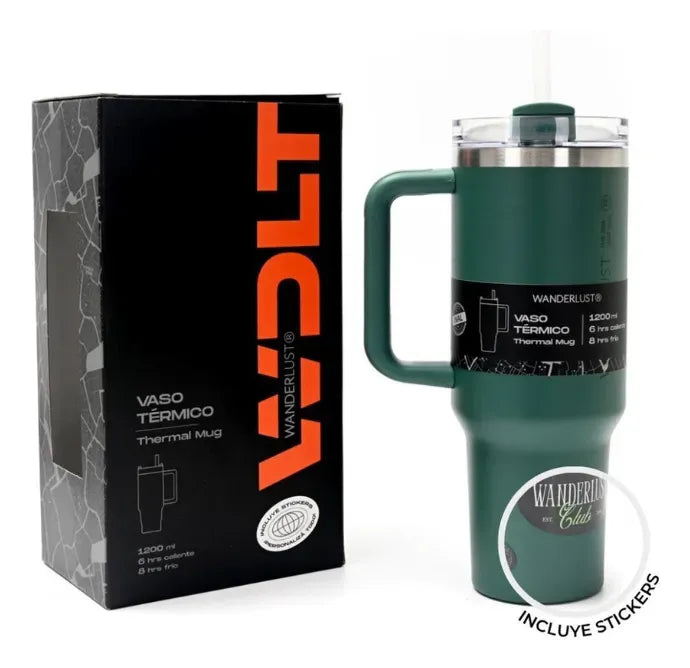 Wanderlust Vaso termico con bombilla 1200ml Verde 39432