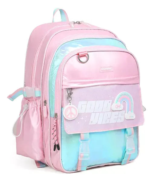 Chimola Mochila de espalda de 17" Shiny Blocks Light pink TR153