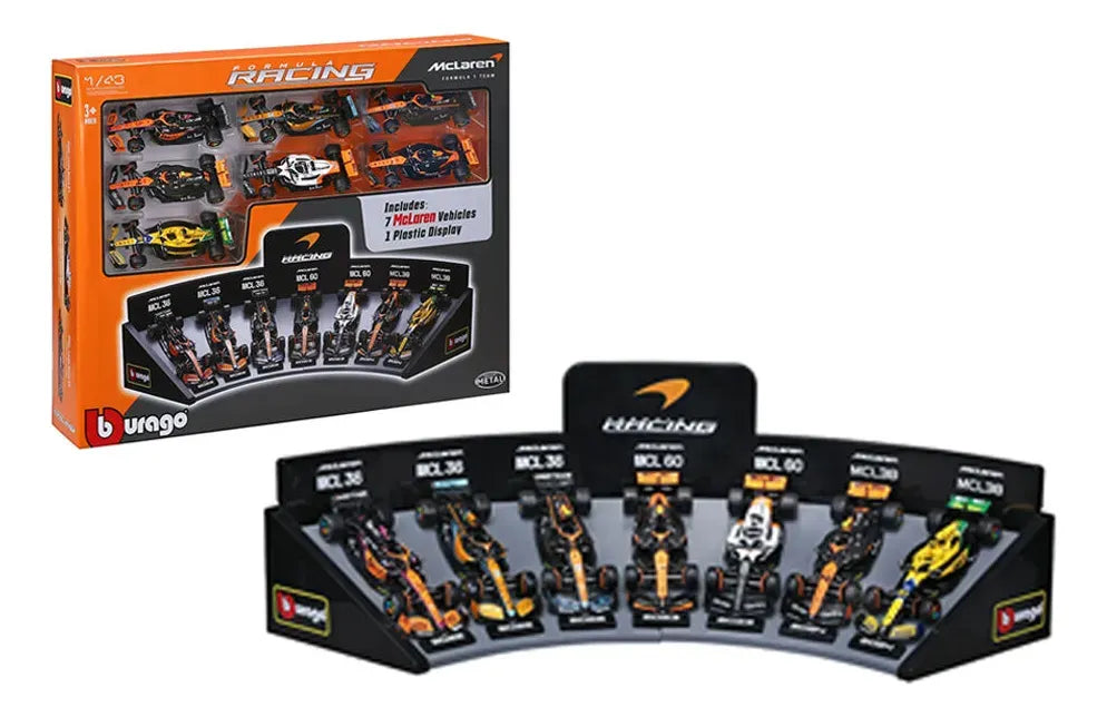 Bburago 1:43 McLaren: 7 Coches + Soporte de Exposición 18-38169