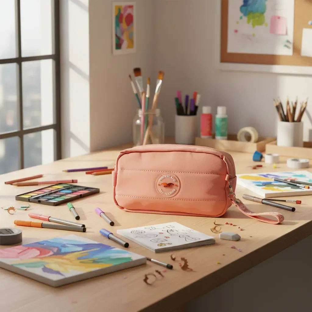 Cartuchera Escolar Doble Cierre Sl2505r Kinderland Rosa