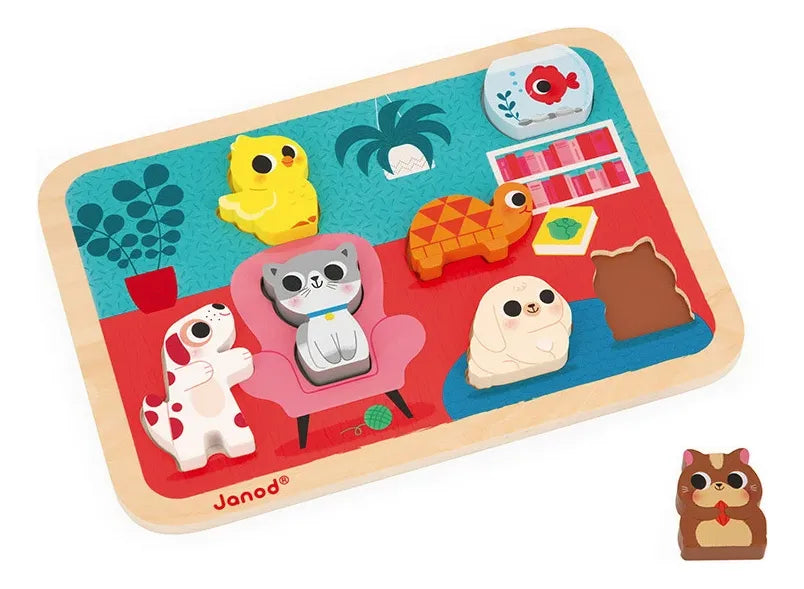 Janod Chunky Puzzle De Los Animales De Compañia J07122