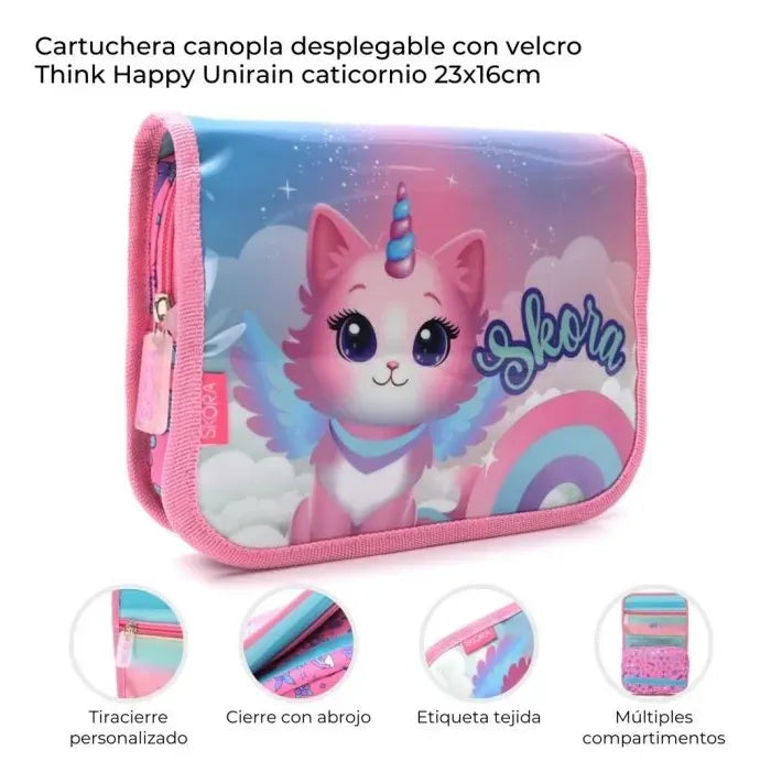 Skora Cartuchera Think Happy Uni-rain Caticornio 42142 Rosa