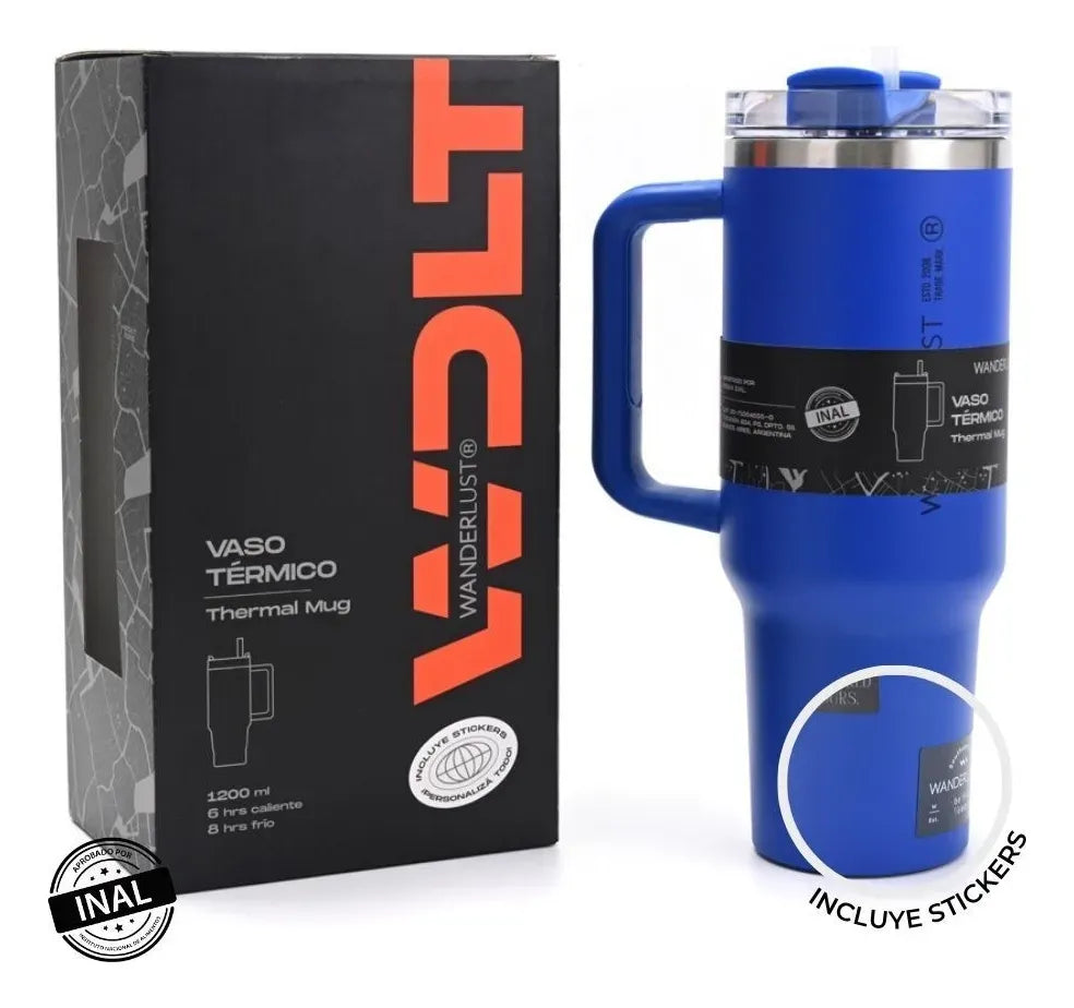 Wanderlust Vaso Termico Con Bombilla 1200ml Azul 40127