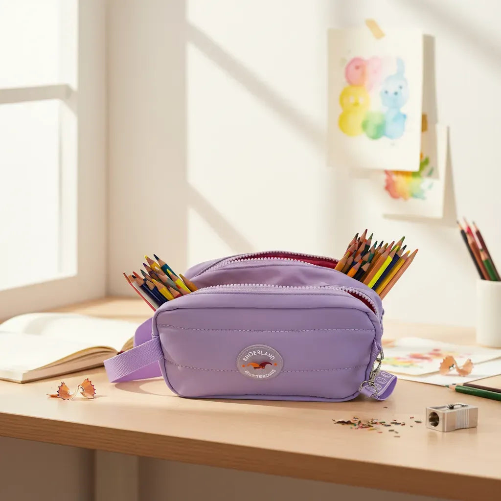 Cartuchera Escolar Doble Cierre Sl2505l Kinderland Lila