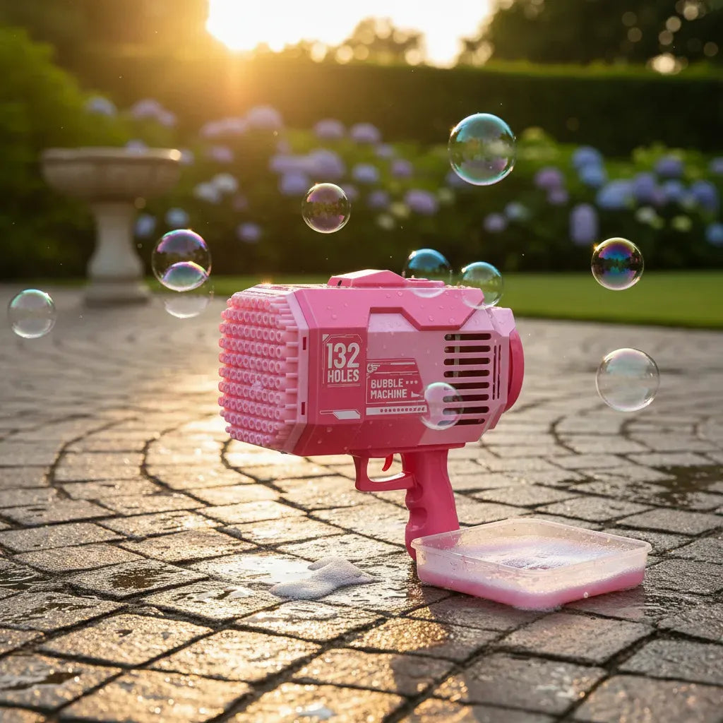 Pistola Burbujero Con Luces Automática Recargable Kb1280 Rosa