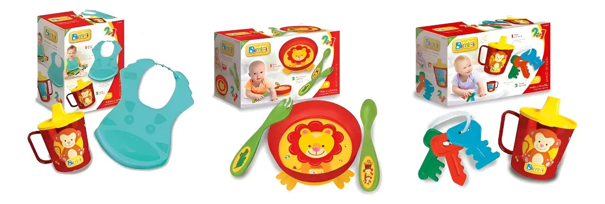 Bimbi Combo Bebe Vasitos Mordillo Babero Plato + Cubiertos 01-0231/32/33