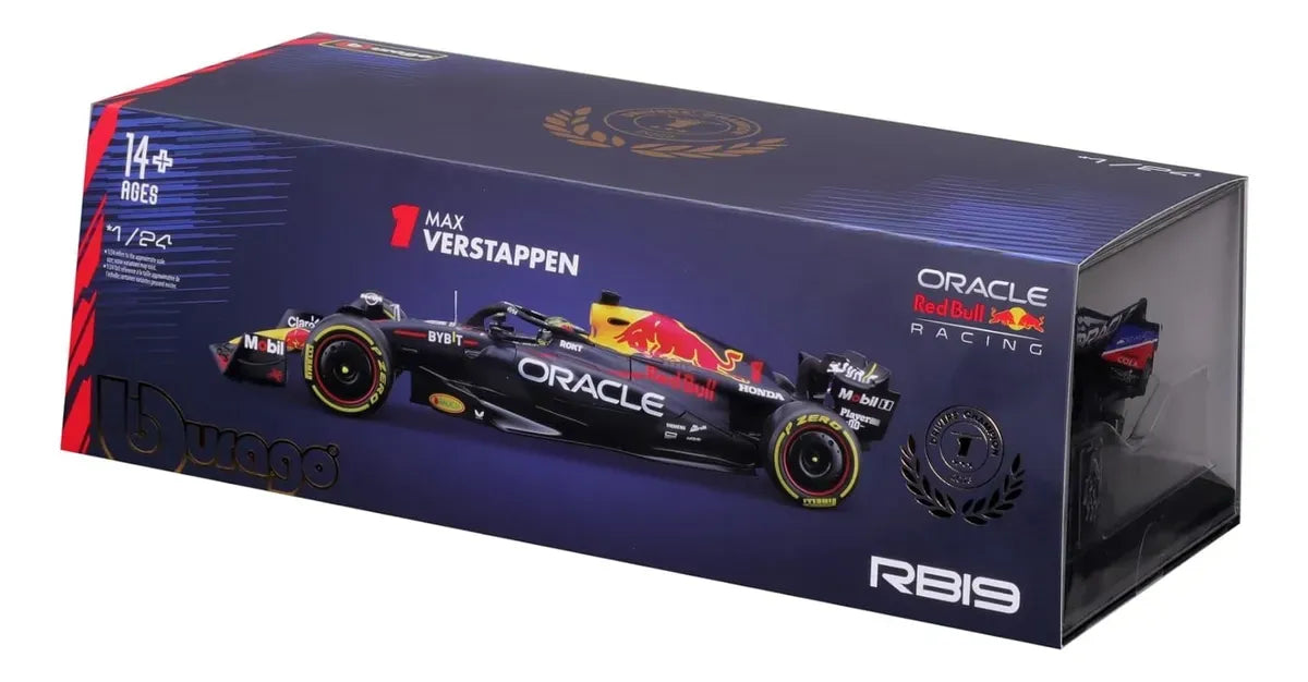 Bburago 1:24 Oracle Red Bull Racing RB19 w/helmet, VERSTAPPEN 18-28030
