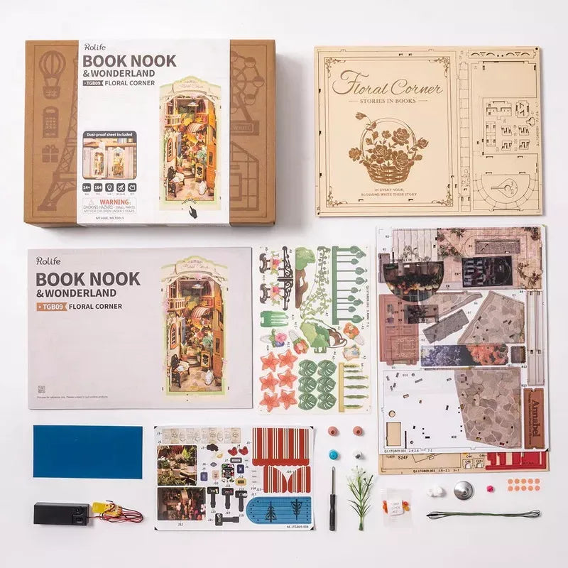 Robotime Puzzle 3d Rincon Floral Book Nook Tgb09 Rolife