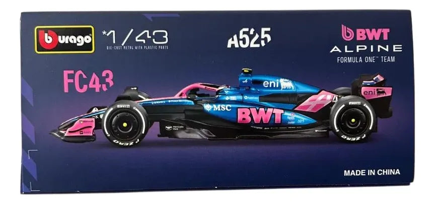 Bburago 1:43 Alpine F1 Team A525 2025 Box + Casco #43 COLAPINTO 18-38258