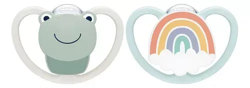Nuk Set de dos chupetes Space ranita y arcoiris 00-06M 10730903