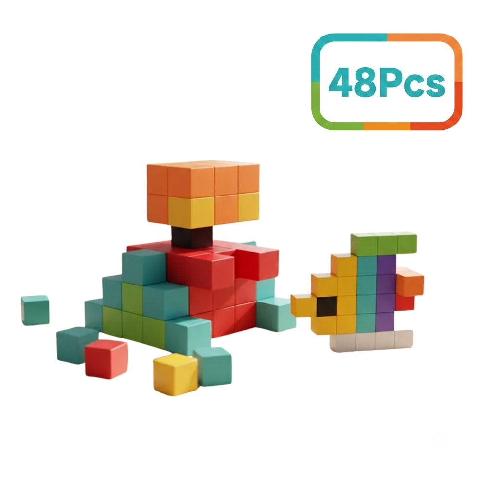 Bloques Cubos Stem Magnéticos Magnetic Blocks Shine 48PCS 2886641