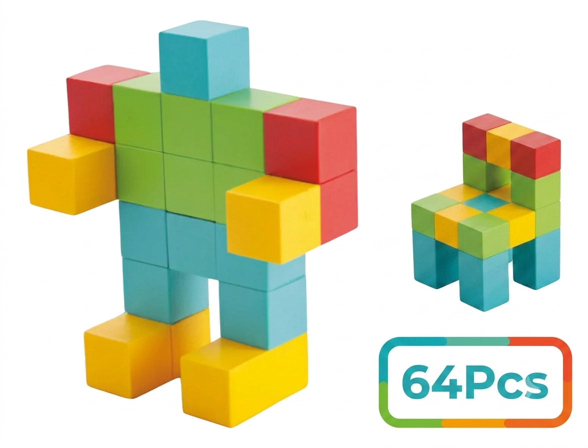 Bloques Cubos Stem Magnéticos Magnetic Blocks Shine 64PCS 2886642
