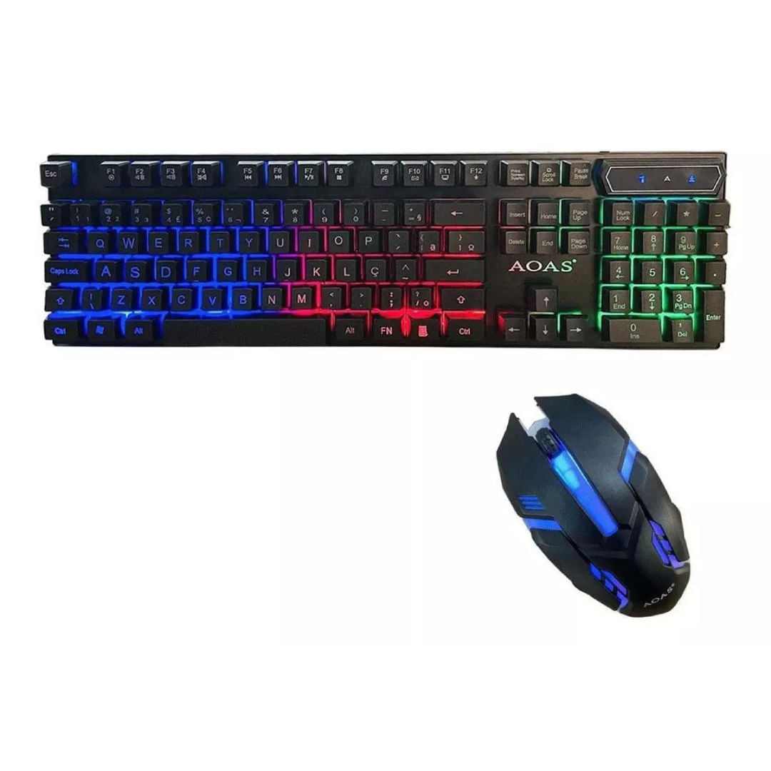 Kit Gamer Teclado Y Mouse Aoas M300 Retroiluminado Shine