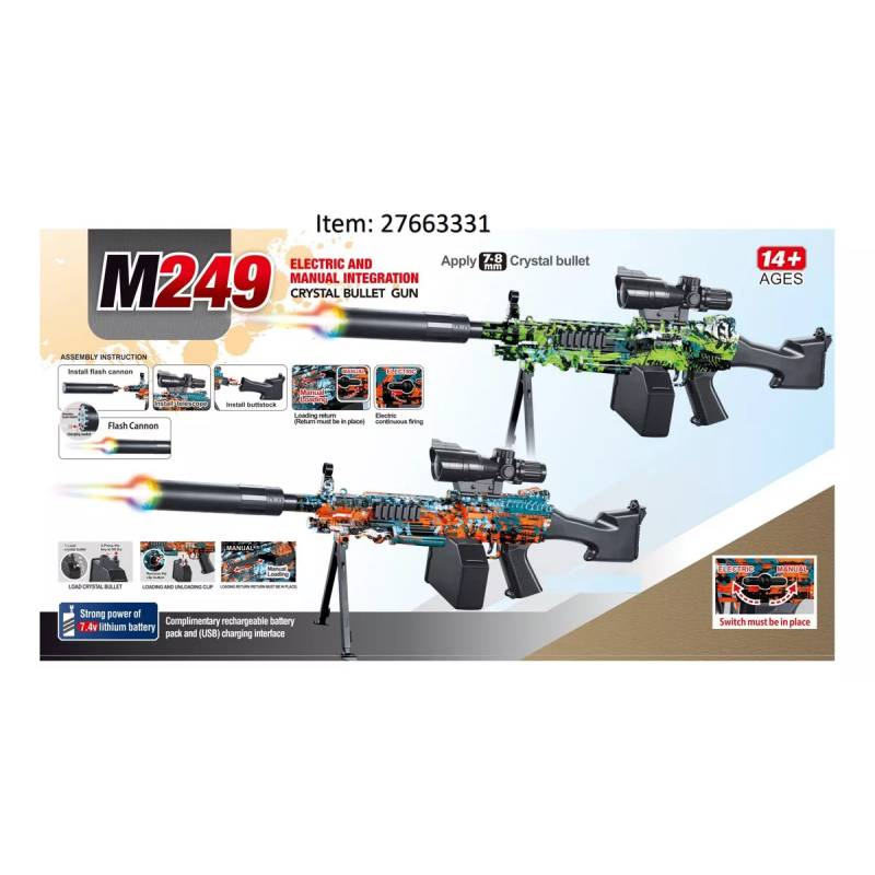 Arma de Gel M249 USB con Mira Telescopica 2766331