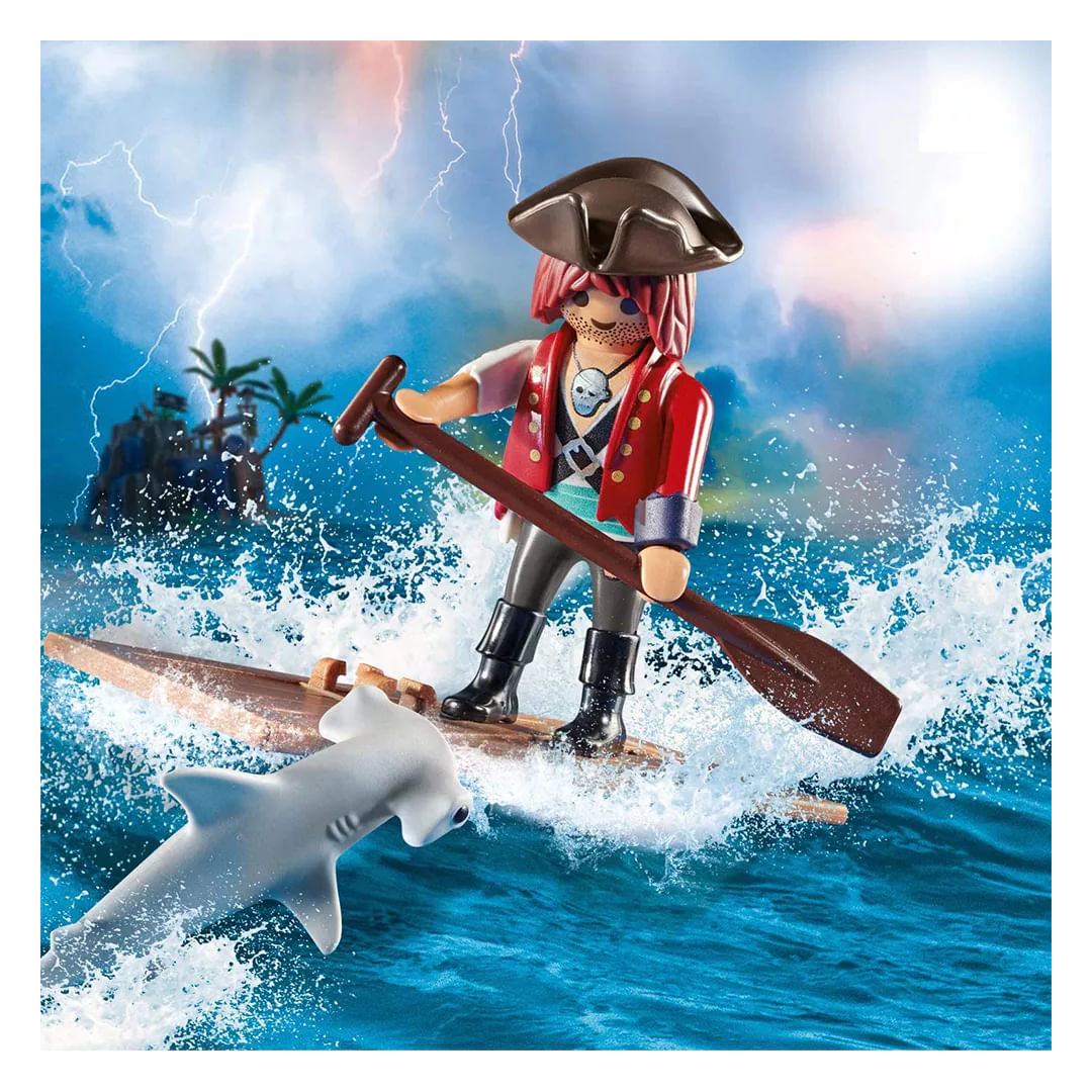 Playmobil Pirata Con Balsa Y Tiburon 70598