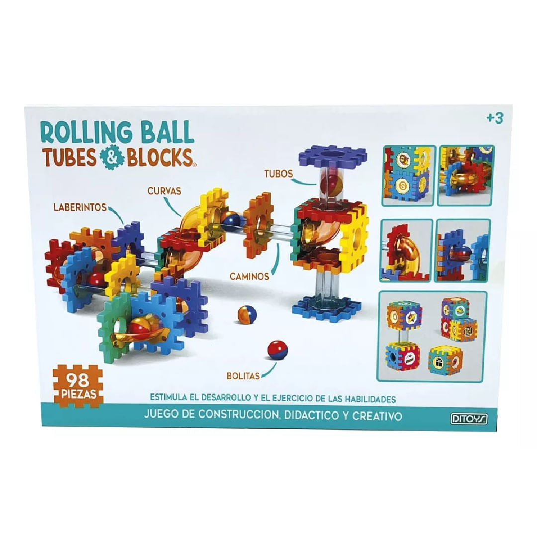 Ditoys Rolling Ball tubos y bloques 98 piezas 2566
