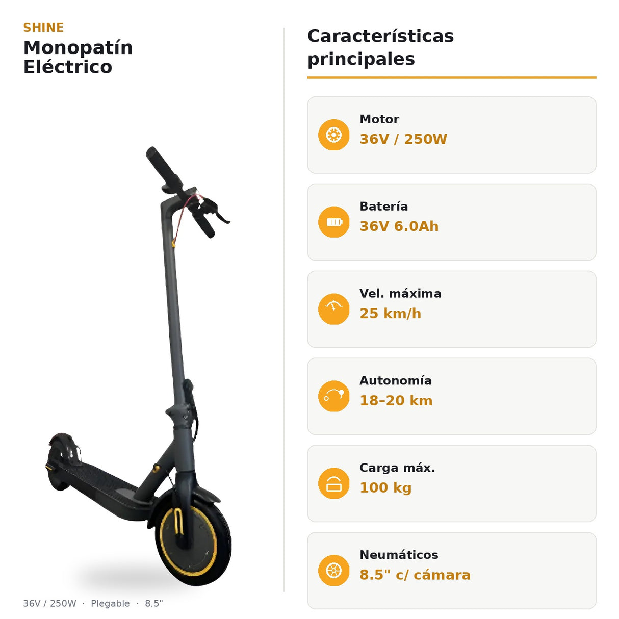 Monopatin A Bateria Negro 36v/250w Yx-hr15