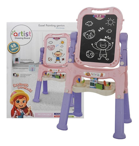 Pizarra con atril Doble 88x49cm Rosa 1780407