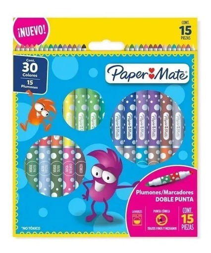 Paper Mate 15 Plumones Marcadores De Doble Punta 2136340