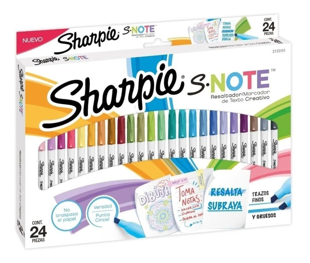 Sharpie Resaltadores S Note 24 Piezas 2133101