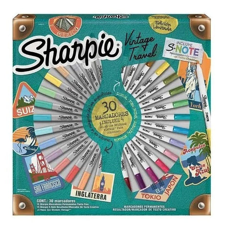 Sharpie Vintage Travel Marcadores + Stickers 30 Pzs 2152177