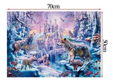 Puzzle 1000 Piezas Castillo En La Nieve Con Lobos Ft329
