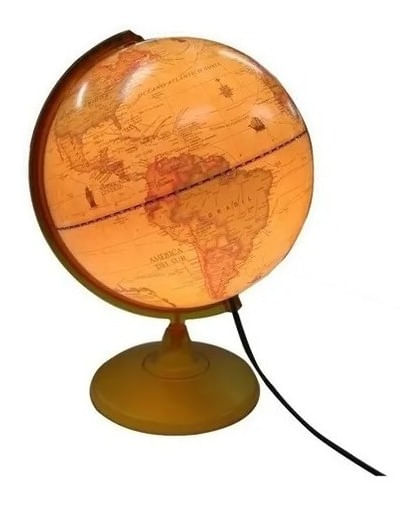 Globo Terráqueo Base Plástico Antiguo Con Luz 20cm 207alw