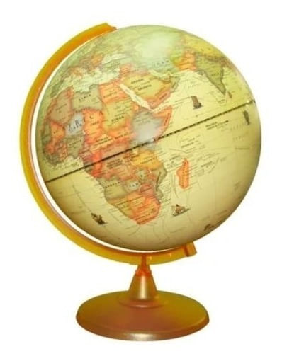 Globo Terraqueo Base Plastico Antiguo 25cm 257aw