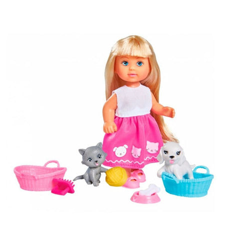 Muñeca Evi Con Perro Y Gato 105733044