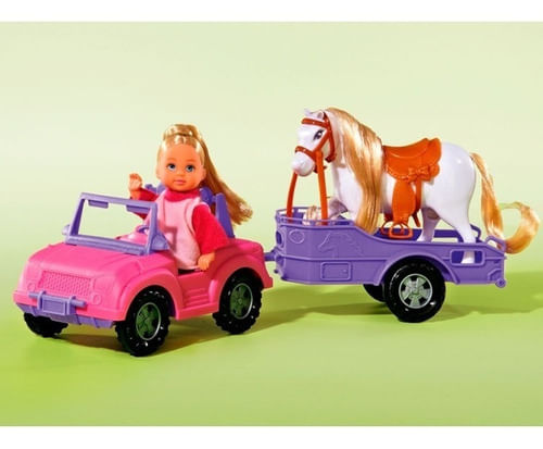 Muñeca Evi Con Trailler Y Caballo 105737460