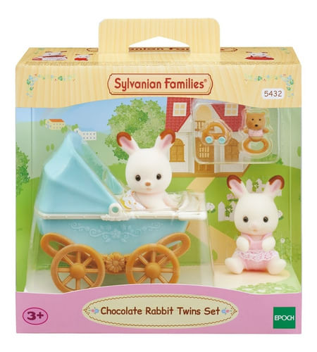 Sylvanian Gemelos Conejo Chocolate Con Cochecito 05432sy